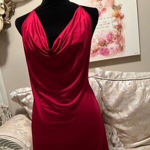 Red Slinky Draped HalterTop with 2 Side Slits